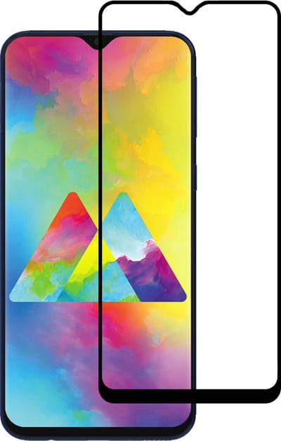 Smartphonica Screenprotector Geschikt voor Samsung Galaxy M20 - Full Cover Tempered Glass with Round Edge - Gehard glas met Afgeronde Hoeken geschikt voor Samsung Galaxy M20