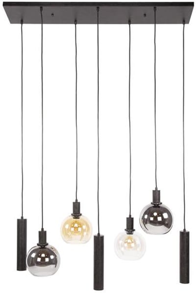 Giga Meubel Hanglamp Sfera Tricolore - Zwart - 7-Lichts - 110x40x150cm