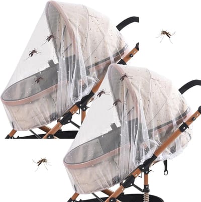 Babywagen Net - Draagbaar Zonnescherm - Buiten Wandelen - Volledige Dekking - 150-360cm Omtrek - Wit