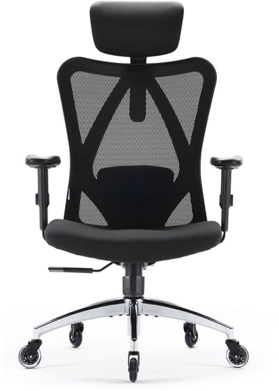 SIHOO M18-Series IJsrad Ergonomische Bureaustoel – Verstelbare Lendensteun – Ademend Mesh – W-vormige Zachte Sponszitting – Stille Wielen – Verstelbare Armleuningen & Rungleuning – 150kg