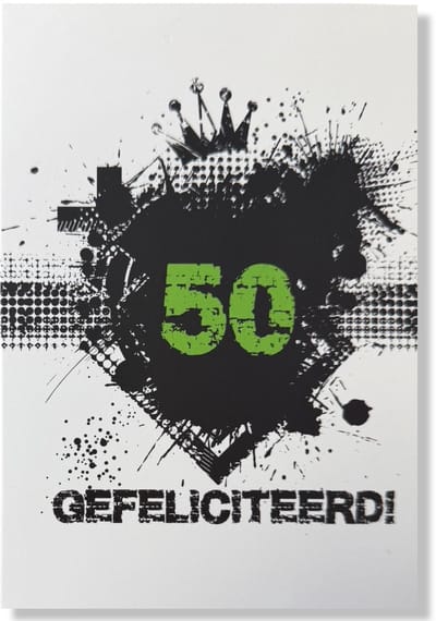Cards & Crafts Sarah kaart - Leeftijd Verjaardagskaart 50 Jaar Wenskaart - 12 x 17 cm - gevouwen kaart Inclusief envelop