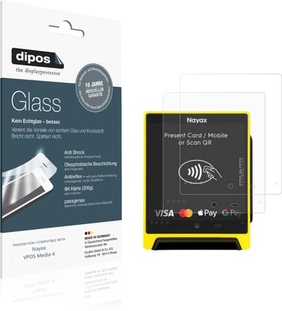 dipos – 2x Matte Pantserfolie geschikt voor Nayax VPOS Media 4 | 9H Screenprotector
