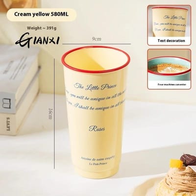 Tasses Vintage Bureau Couple Tasse à Eau Tasse à Café Grande pour Femme Tasse en Céramique à Tenir à la Main Ménagère Tasse à Eau Américaine 580ml beige