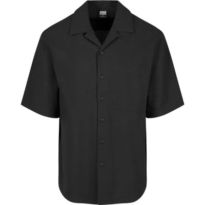 Urban Classics - Relaxed Seersucker Short Sleeve Overhemd - S - Zwart