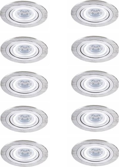 10x V-TAC - LED Inbouwspots - Geborsteld aluminium - 3000K warm wit - 450 lumen - 6.5 Watt - Dimbaar en kantelbaar - GU10 - IP20 - Ronde plafondspots (Ø75 mm) - Spotjes verlichting - voor woonkamer, gang en slaapkamer/30000h