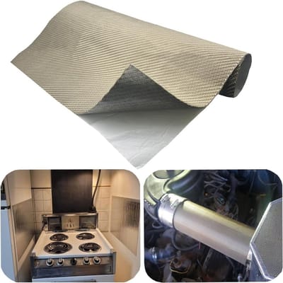 Hittebeschermingsmat - Warmtebarrière - Uitlaat Isolatie - Zelfklevende Aluminium Backing - 60 x 100 cm - Zilver