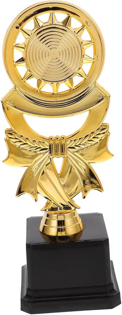 Feest Trofee Beker - Competitie Prijs - School Wedstrijden - Duurzaam Plastic - 21 cm Hoog - Goudkleurig