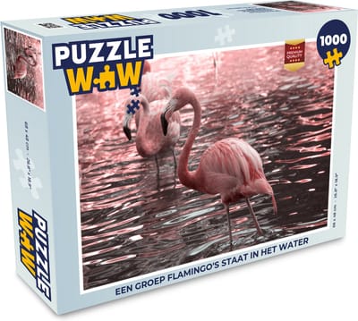 Puzzel Een groep flamingo's staat in het water - Legpuzzel - Puzzel 1000 stukjes volwassenen