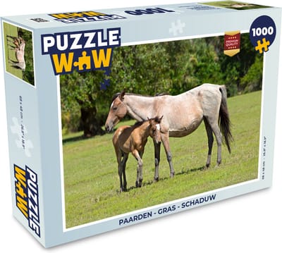 Puzzel Paarden - Gras - Schaduw - Legpuzzel - Puzzel 1000 stukjes volwassenen