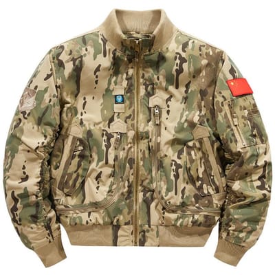 Baseballkraag Vliegerjack Herfst en Winter Luchtmacht Piloot Enkel Jack Mannen Baseball Uniform Kort Tactisch Staande Kraag Jack Mannen L beige