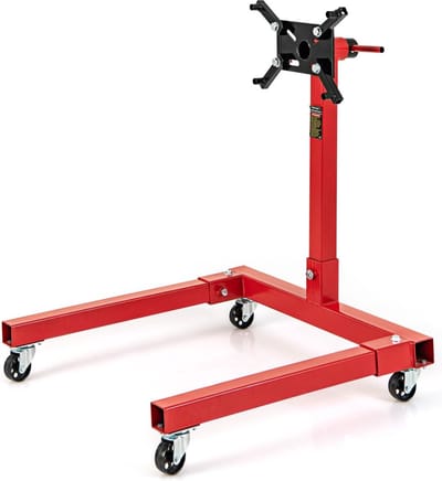 Motormontagesteun Motorstandaard Capaciteit Max. 680 kg - Zware Hefstandaard - 360 Graden Draaibare Kop - 4 Verstelbare Armen Rood