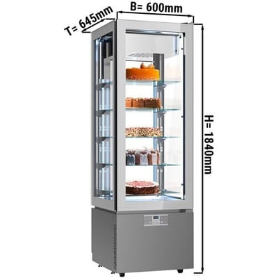 GGM Gastro Panorama-Tiefkühlvitrine - 324 Liter - 600mm - 5 Glasablagen - Silber Zilver