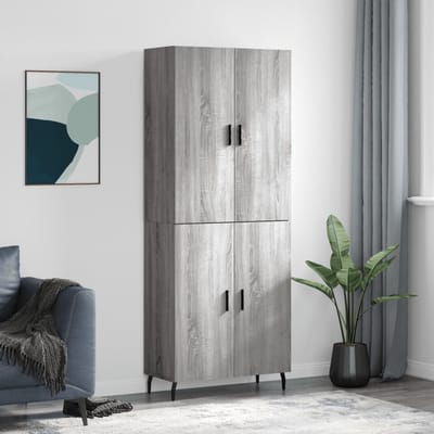 vidaXL - Hoge - kast - 69,5x34x180 - cm - bewerkt - hout - grijs - sonoma - eikenkleurig