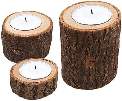 Kaarsenhouder Hout - Lichthouder Kandelaar - Woonkamer Stylen - Adembenemende Details - 1 Gram - Bruin