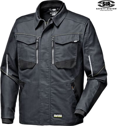 SIR SAFETY STRETCH CANVAS Softshell Werkjas HEREN Veiligheidsjas Grijs - Winddicht - Cordura Verstevigd - Reflecterende Details