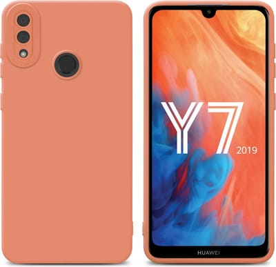 Cadorabo Hoesje geschikt voor Huawei Y7 2019 / Y7 PRIME 2019 in FLUID LICHT ORANJE - Beschermhoes gemaakt van flexibel TPU silicone Cover Fluid Case
