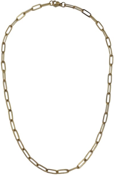 H-Beau - Collier - Paperclip - 60cm - Halsketting - Verguld – Roestvrij staal - Platte - Schakelketting - Goud - Heren - Unisex