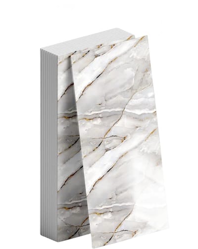 Stervia Plaktegels - Zelfklevende Tegels - Tegelstickers - Marmerlook - Waterdicht - 20 Stuks - PVC Vinyl - Lichtgrijs Met Goud - 60 x 30