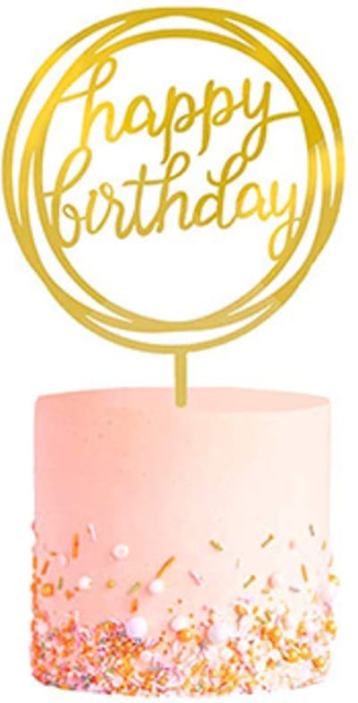 Happy Birthday TaartTopper Goud TaartDecoratie Cake Topper Taart Topper Decoratie Verjaardag Versiering Goud – 1 Stuk