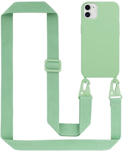 Cadorabo Mobiele telefoon ketting geschikt voor Apple iPhone 11 in LIQUID LICHT GROEN - Silicone beschermhoes met lengte verstelbare koord riem