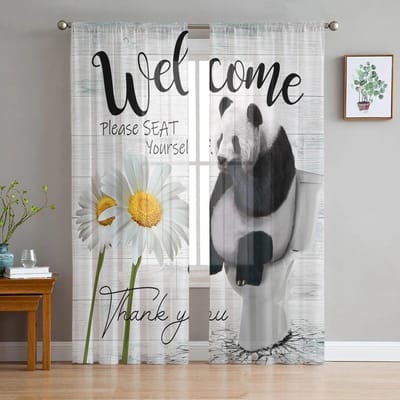 Cartoon Dieren Koala Panda Tule Transparante Raamgordijnen voor Woonkamer Keuken Kinder Slaapkamer Voile Hanggordijn W135 x H114cm