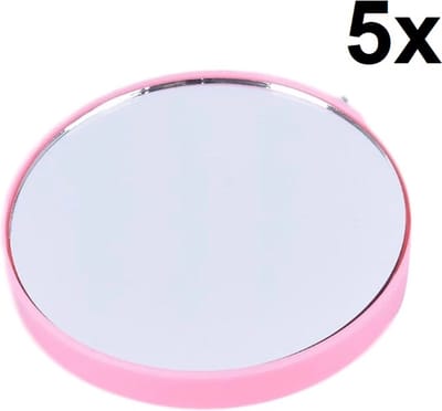 Make-up Spiegel met Zuignappen – Vergroot 5x – Roze – Make-Up Spiegel met Zuignappen – Vergrotende Spiegel – Dagelijkse Make-Up Applicatie – Zuigspiegel