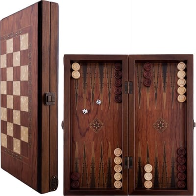 Handgemaakte Houten Backgammon Speelset van Hoge Kwaliteit - Tavla - 100% Hout - Luxe uitgave - TricTrac - 36 x 17 cm