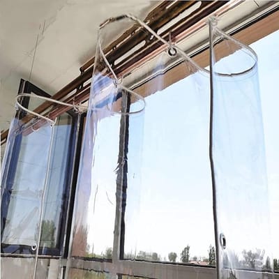 Tuingordijn Transparant - Buitengordijn Waterdicht - Terras Beschermen - Robuust PVC Zeildoek - 12 x 27 m - Transparant