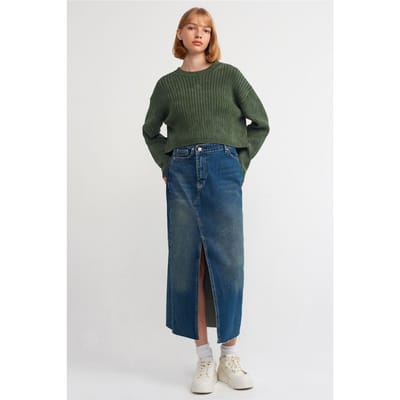 Hoge Taille Maxi Denim A-Lijn Rok