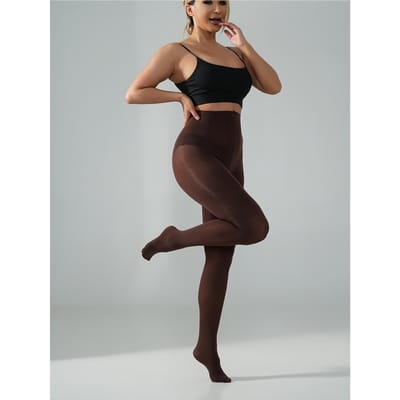 Collants pour femmes couleur marron café brillants à l'huile haute élasticité lisses opaques Collants-pantalons Collants avec pieds Pour Tenue Quotidienne Automne Hiver Fête 1XL black