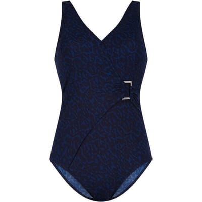 Ten Cate badpak soft cup v-neck buckle animal navy voor Dames | Maat 38