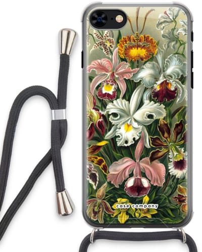 Case Company® - Hoesje met koord geschikt voor iPhone 8 hoesje met Koord - Haeckel Orchidae - Telefoonhoesje met Zwart Koord - Bescherming aan alle Kanten en Over de Schermrand
