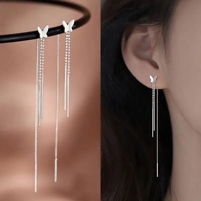 Trend Goud Kleur Lange Zirkoon Oorbellen Draad Kwastje Ketting Hangende Oorbel Dames Oorlijn Hangende Sieraden Cadeaus Groothandel brown