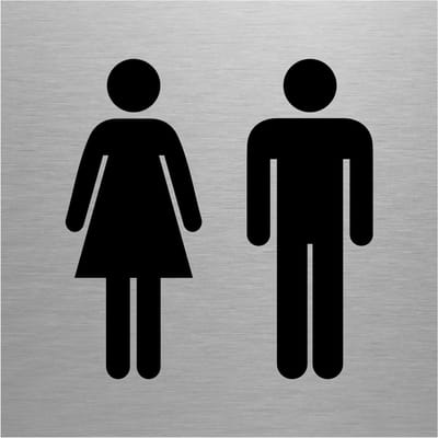 Toiletbord - WC Teken - Aanduiding Deur - Zelfklevende Bevestiging - 150x150mm - Zilver