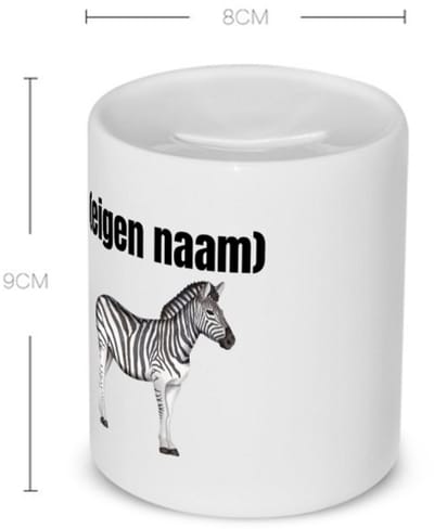 Akyol - zebra met eigen naam Spaarpot - Zebra - dieren liefhebber - iemand die houdt van zebra's - verjaardag - cadeau - kado - geschenk - 350 ML inhoud