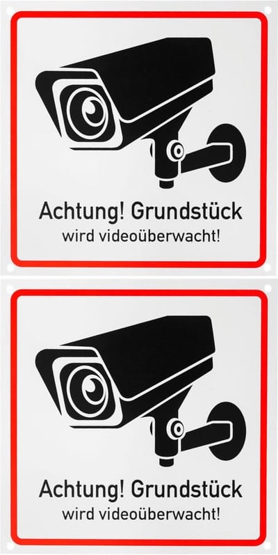 Waarschuwingsbord Camera - Video Bewaking - Perceel Beveiligen - Robuust PVC Materiaal - 15x15 cm 2 Stuks