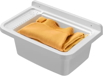 Buitenwastafel - Wandwastafel Gootsteen - Kleding Wassen - Antislip Oppervlak - 50 x 35 x 24 cm - Wit