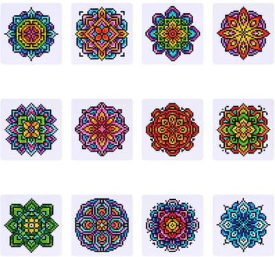 Minipaintings - 007 - set van 12 - Mandala's - diamond painting - compleet pakket - Diamond painting by Wietske