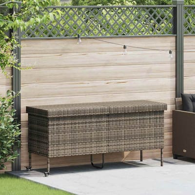 vidaXL - Tuinbox - met - wielen - 160x55x75 - cm - poly - rattan - grijs