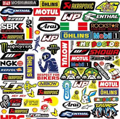 Thijox - 3 Stuks Motorfiets Plakken Auto Tuning Stickers Set - Motorsport Helm Stickers - Geschikt voor Motorfiets, Skateboard, Auto, Scooter en Motor
