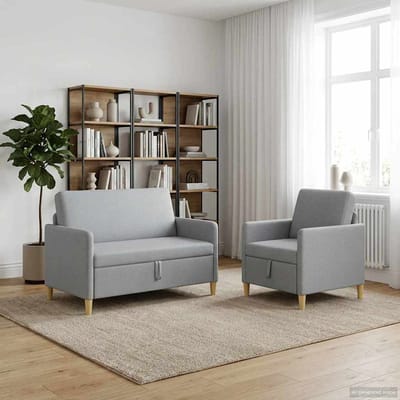 vidaXL - Sofa - Set - Met - Opslag - 2 - st - Lichtgrijs - Polyester