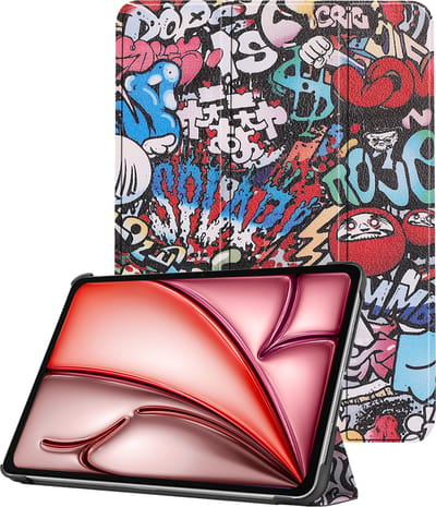 Hoes - Geschikt voor Apple iPad Air (2024/2025/2026) - 11 inch - Dun & Stevig - Trifold Bookcase - Hard Cover - Hardcover Book Case - Tablet Hoesje - Graffity