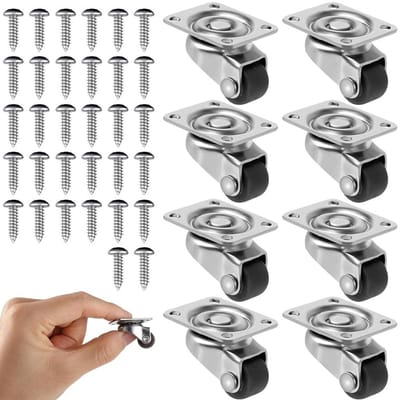 Set van 8 Mini Meubelwielen met 360 Graden Draaifunctie, Zware Kwaliteit en Stil Transport voor Opbergdozen en Meubels