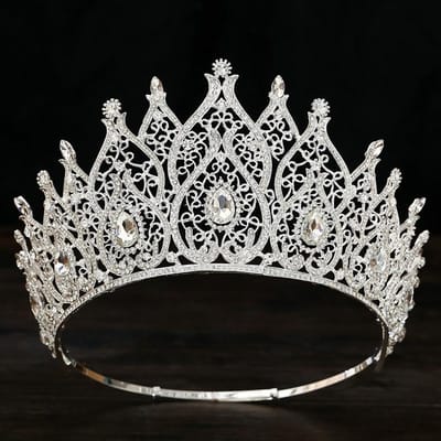 Barok Vintage Waterdruppel Bruidskroon Prinses Grote Tiara's voor Feest Verjaardag Trouwjurk Haarjuwelen Verkiezing Hoofddeksel white