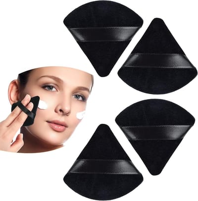 Set van 4 Driehoekige Poederkwasten voor Losse Poeder, Foundation en Make-up Tools voor Nat en Droog Gebruik