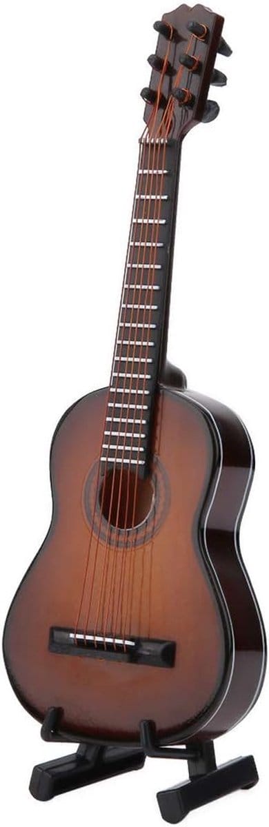 Mini Gitaar Model - Houten Decoratie - Kamer Verfraaien - Fijne Details - 15 cm Lengte - Houtkleur