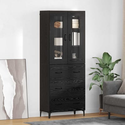 vidaXL - Highboard - Zwart - Eiken - 69,5 - x - 34 - x - 180 - cm - Bewerkt - hout