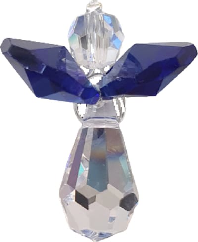 Beschermengel Raamhanger Donker Blauw , gemaakt met o.a. swarovski kristal, raamdecoratie, raamkristal, fengshui, crystal, kersthanger, kerst ornament, kerst, cadeau, geluksengel, beschermengel, engel, engeltje, autohanger, kerstpakket