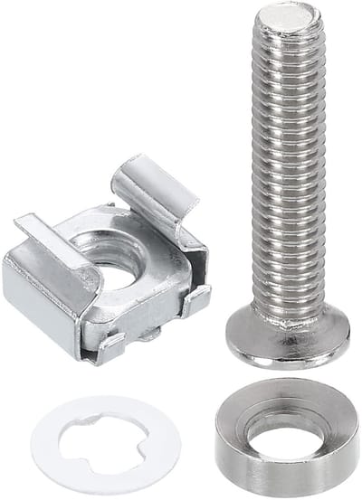M6 x 30 mm Rackmoeren - 50 Stuks Vierkante Rackmoeren van Koolstofstaal voor Kastmontage, Zinkcoating, Zilverkleurig en Duurzaam