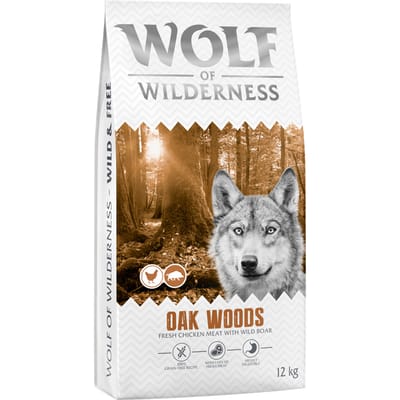 Wolf of Wilderness Adult "Oak Woods" Wild Zwijn - graanvrij - Dubbelpak: 2 x 12 kg Nieuwe Receptuur